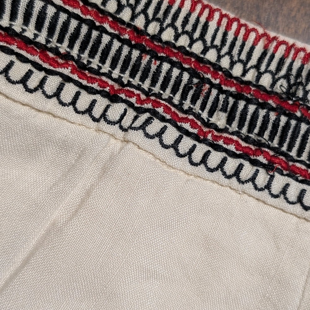 LOFT High Waist Shorts - Cream with Red and Black Details - Picture 6 of 7